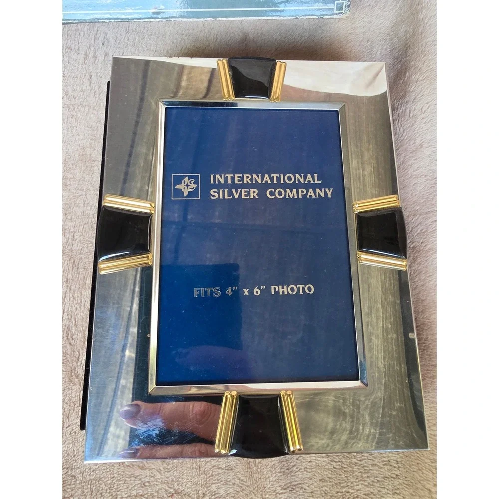 International Silver Co Onyx Jeweltone Photo Album 4x6 100 Photos Art Deco